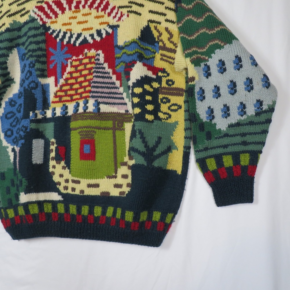 Roberta‎ Frost Hand Knitted 100% Wool Sweater Colorful Art to Wear Medium - Picture 4 of 13